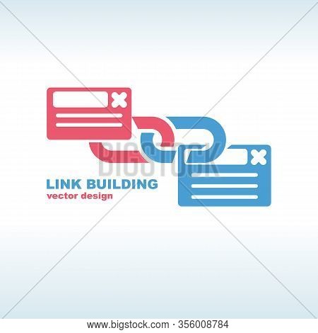 Link Building Service. Glyph Icon Link. Seo Concept. Vector Illustration Flat Design. Isolated On Wh