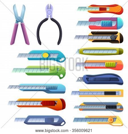 Cutter Icons Set. Cartoon Set Of Cutter Vector Icons For Web Design
