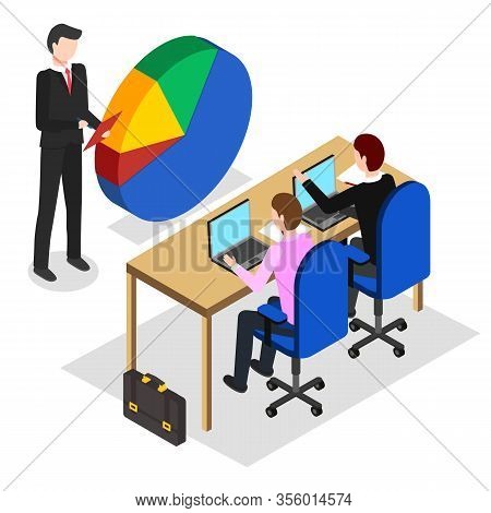 Business Meeting Of Partners Or Company Members. Seminar Or Education For Employees With Laptops. Sp