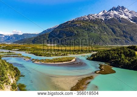 Landscape Of River Murta Valley With Beautiful Mountains View, Patagonia, Chile, South America