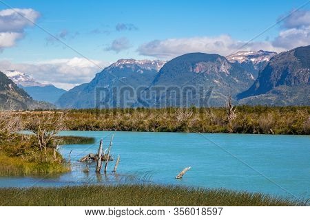 Landscape Of River Murta Valley With Beautiful Mountains View, Patagonia, Chile, South America