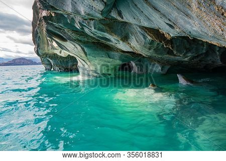 Marble Caves (capillas Del Marmol), General Carrera Lake, Landscape Of Lago Buenos Aires, Patagonia,