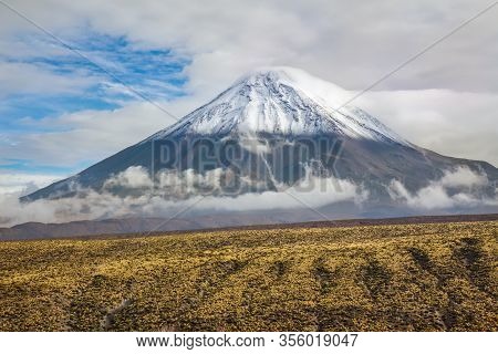 Atacama Desert Savanna, Mountains And Volcano Landscape, Chile, South America