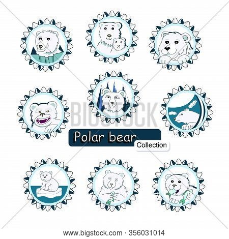 A Set Of Polar Bears Logos On White Background