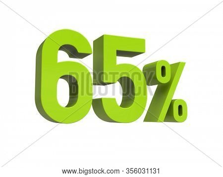 3d Render: ISOLATED 65% Percent Discount 3d Sign on White Background, Special Offer 65% Discount Tag, Sale Up to 65 Percent Off, Sixty-five Percent Letters Sale Symbol, Special Offer Label
