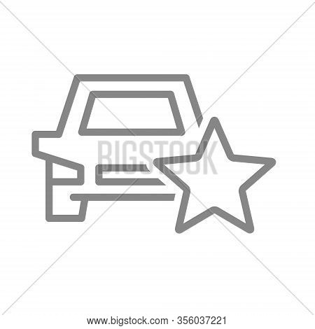 Car Rating, Auto With Star Line Icon. Transportation Service Review, Add To Favorites, Taxi Feedback