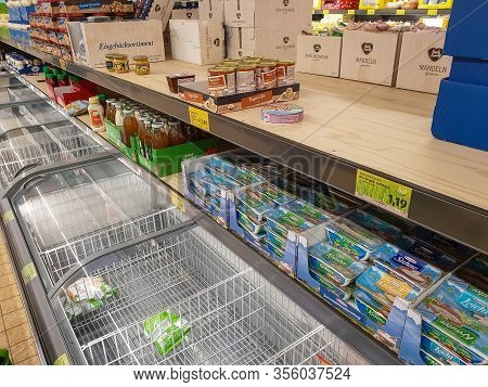 Munich, Germany, 14 Of April 2020: Pandemic, Panic Buying, Specifically For Toilet Paper And Pasta, 