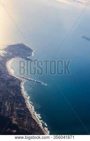 Aerial View Of Peniche And Baleal Portugal. View From The Porthole