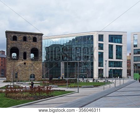 Leeds, West Yorkshire, United Kingdom - 4 March 2020: The Historic Railway Lifting Tower Surrounded 
