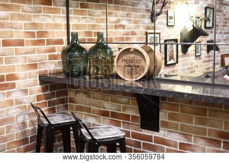 Lounge, Stylized As A Bar. Corner Worktop Against The Wall.