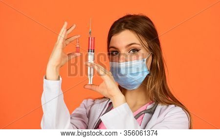 Painkillers Concept. Modern Medicines. Pain Reliever Injections. Anesthesia Injections. Nurse With S
