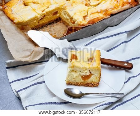 Cheese Peaches Plate Piece Tray Baking Protiven Pasty Cake Home Pie Poland