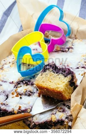 Blueberry Cake Piece Tray Baking Protiven Pasty Home Pie Poland Heart Blade