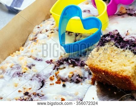 Blueberry Cake Piece Tray Baking Protiven Pasty Home Pie Poland Heart Blade