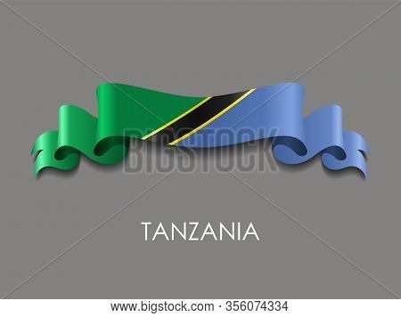 Tanzanian Flag Wavy Ribbon Background. Vector Illustration.