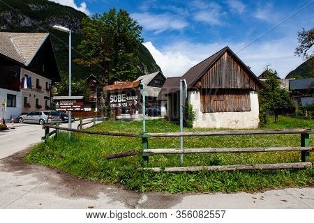 Stara Fuzina, Slovenia - August, 01: View Of Slovenian Houses In Stara Fuzina Little Town Near Bohin