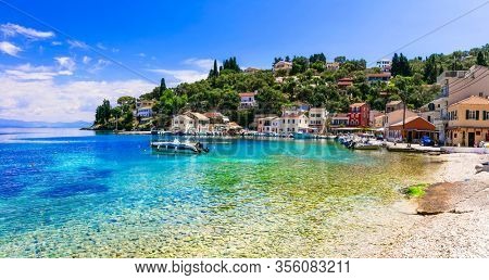 Greek summer holidays - tranquil village Loggos in beautiful Paxos, Ionian island of Greece