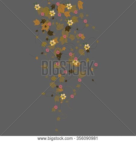 Beautiful Autumn Vector Placement Print With Flowers , Back Ground Is Easily Removable Because It Is