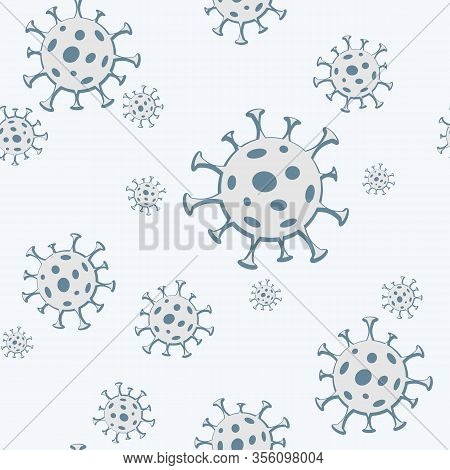 Bacteria Virus Microorganism Microbe On A Blue Background Seamless Pattern Medical Background Websit
