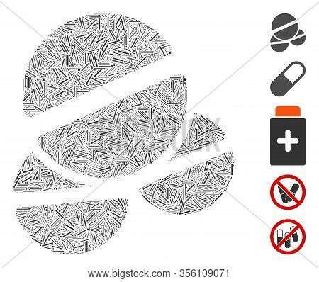 Line Mosaic Based On Tablets Icon. Mosaic Vector Tablets Is Created With Random Line Spots. Bonus Ic