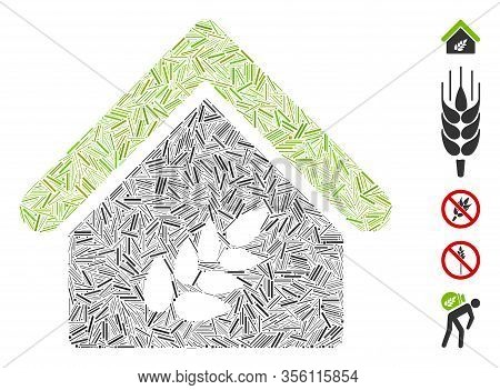 Line Mosaic Based On Grain Warehouse Icon. Mosaic Vector Grain Warehouse Is Created With Random Line