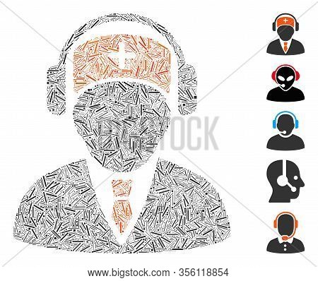 Line Mosaic Based On Medical Call Center Icon. Mosaic Vector Medical Call Center Is Designed With Ra