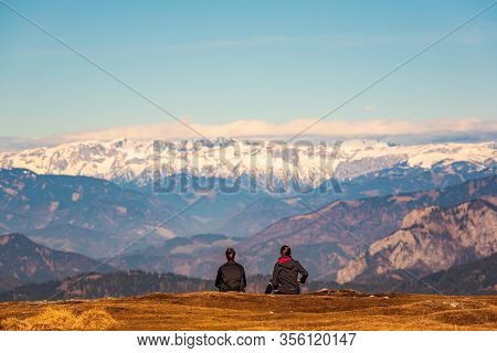 St. Radegund, Austria 12.03.2020 - View From Schockl Mountain In Graz. Tourist Spot In Graz Styria. 