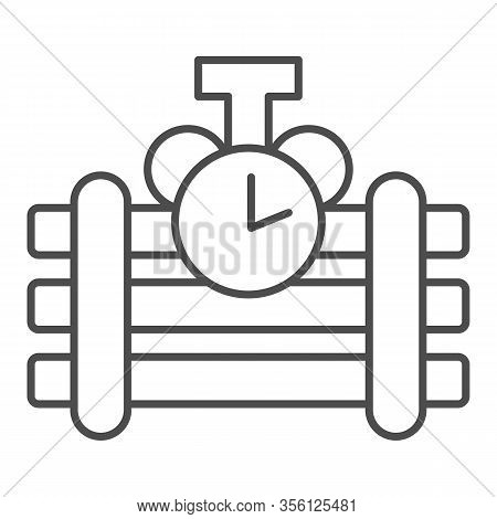 Dynamite Thin Line Icon. Countdown Counter Bar And Bomb, Blast With Clock Symbol, Outline Style Pict