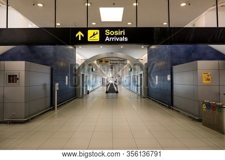 Otopeni, Romania - February 25, 2020: Details From The Interior Of Henri Coanda International Airpor