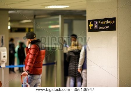 Otopeni, Romania - February 25, 2020: Details From The Interior Of Henri Coanda International Airpor