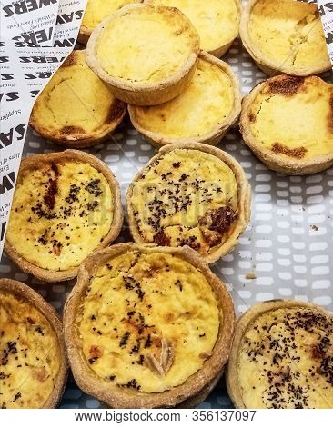 Belfast, Uk, December, 2019. Delicious Quiches From The Sawers, A Famous Food Shop In Belfast City.