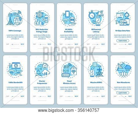 5g Technologies Onboarding Mobile App Page Screen With Linear Concepts. Fixed Wireless Access. Short