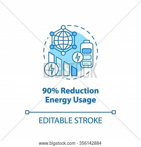 90 Percent Reduction Energy Usage Concept Icon. Mobile Internet. 5g Technology Idea Thin Line Illust