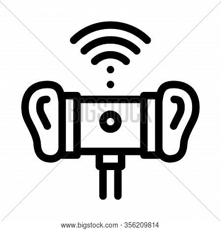 3dio Binaural Microphone Icon Vector. Outline 3dio Binaural Microphone Sign. Isolated Contour Symbol
