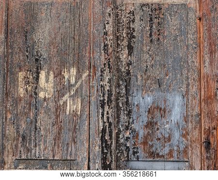 Wooden Door With Scratches Old Door Background, Wooden Gate  Texture