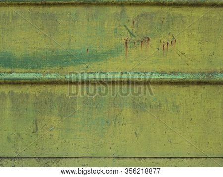 Train Metal Fence, Green Metal Background, Rusty Green Metal