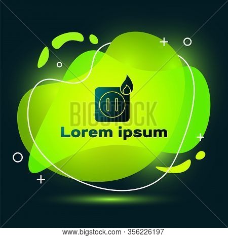 Black Electric Wiring Of Socket In Fire Icon Isolated On Black Background. Electrical Safety Concept