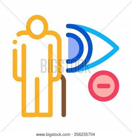 Elderly Vision Impairment Icon Vector. Outline Elderly Vision Impairment Sign. Isolated Contour Symb
