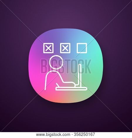Person Making Mistakes App Icon. Overwork. Number Of Mistakes Increasing. Exhaustion. Failing Test. 