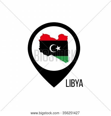 Map Pointers With Contry Libya. Libya Flag. Stock Vector Illustration Isolated On White Background.