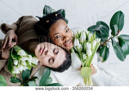 Different Races Woman Beauty Portrait Isolated On White African Girl And Caucasian Female