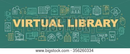 Electronic Library Word Concepts Banner. E-books. Presentation, Website. Virtual Library. Online Edu