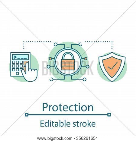 Data Protection Concept Icon. Data Encryption. Cybersecurity Idea Thin Line Illustration. Password. 