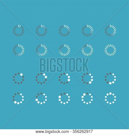 Set Of Loading Icons In Linear And Round Style. Vector Eps 10