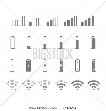 Set Of Wifi, Battery And Signal Icons On Smartphone. Vector Eps 10