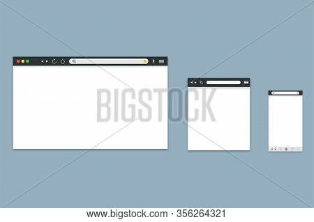 Web Browser With Blank Page As Template For Desktop, Tablet And Smartphone. Vector Eps 10