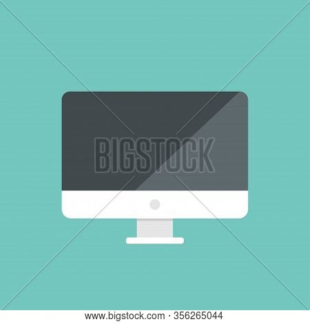 Computer Icon Isolated In Flat Design, Minimalism. Vector Eps 10