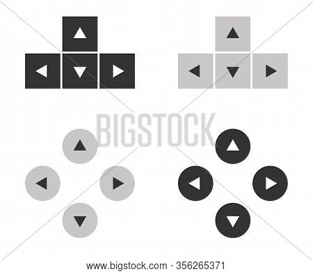 Rounded And Square Buttons For Keyboard Of Computer. In Black And White, Flat. Vector Eps 10