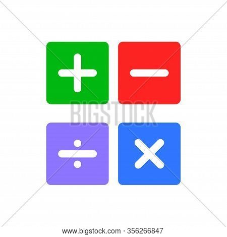 Calculator Symbols In Red, Green, Blue And Violet Colors. Vector Eps 10