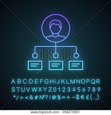 Employee Abilities And Skills Neon Light Icon. Professional Qualities. Job Responsibilities And Duti